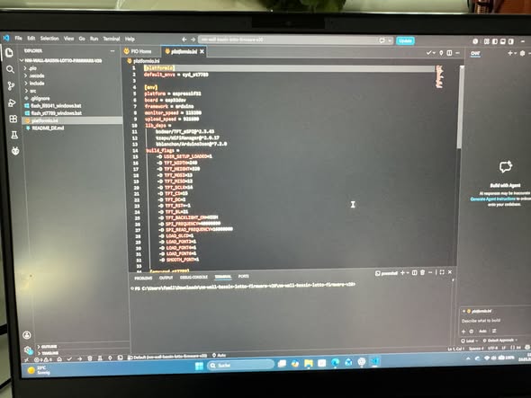 Visual Studio Code with the ESP32 dashboard project